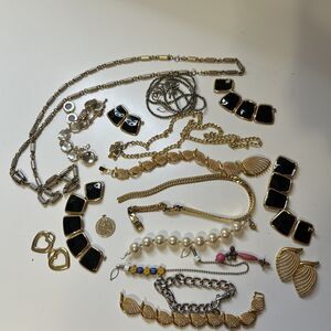 Broken jewelry lot for crafts Vintage to now junk scrap all broken pieces
